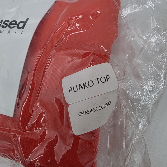 NWT Fused Hawaii Puako Top Bikini Swimsuit L “Chasing Sunset” Red Orange - Picture 3 of 5